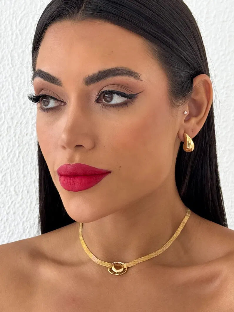 Colar Folheado a Ouro 18k e Prata Manta Com Circulo Orgânico - Ouro