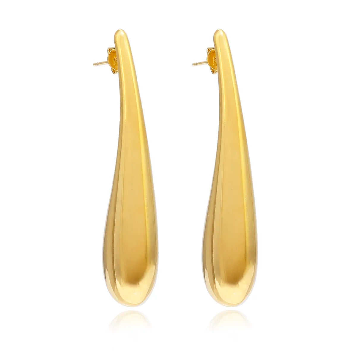 Brinco Grande Gota Alongada Lisa Folheado a Ouro 18k