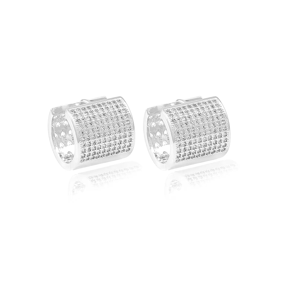 Brinco Argola Larga Zircônias Cravejadas Folheado Prata 1000