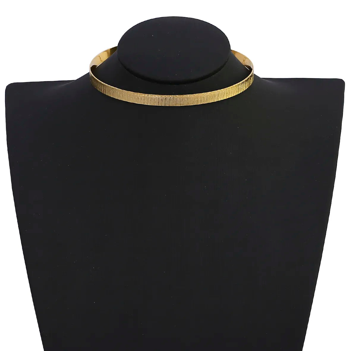 Colar Choker Aro Rígido Fio Detalhe Escovado Folheado Ouro 18k