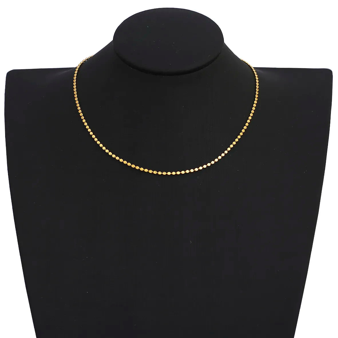 Colar Choker Malha Bolinhas Achatadas Lisas Folheado a Ouro 18k