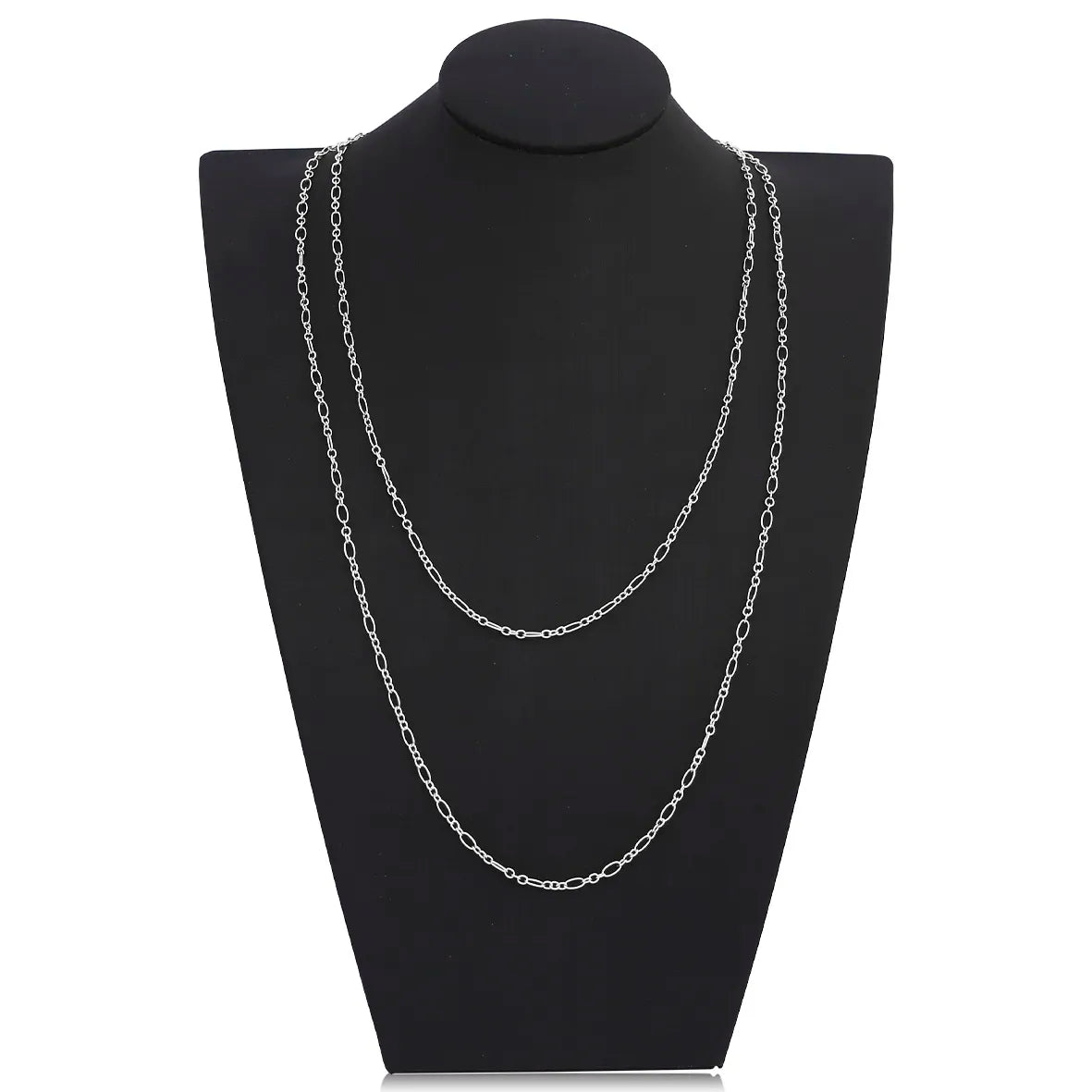 Colar Duplo com Elos Ovais 3x1 Folheado Prata 1000