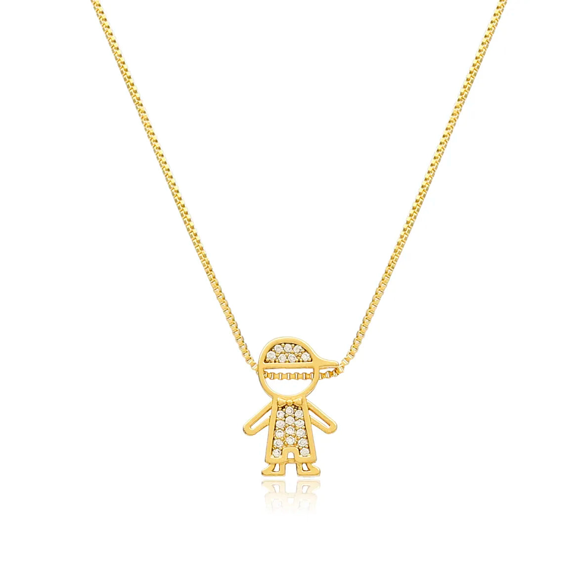 Gargantilha Pingente Menino com Zircônias Folheado a Ouro 18k