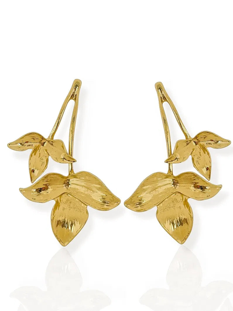 Brinco Folheado a Ouro 18k e Prata Folha Dupla - Ouro
