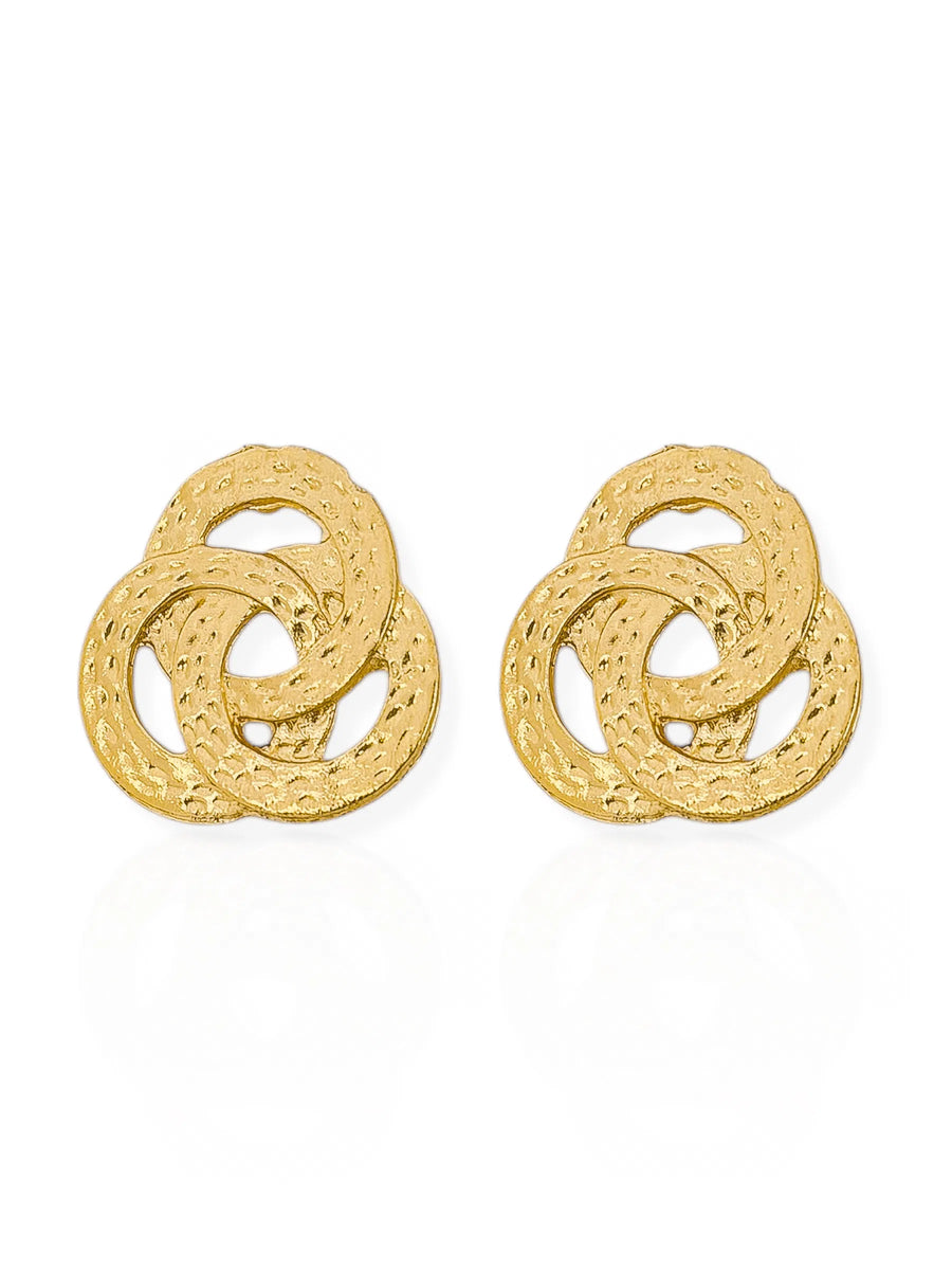 Brinco Folheado a Ouro 18k Círculos Martelados