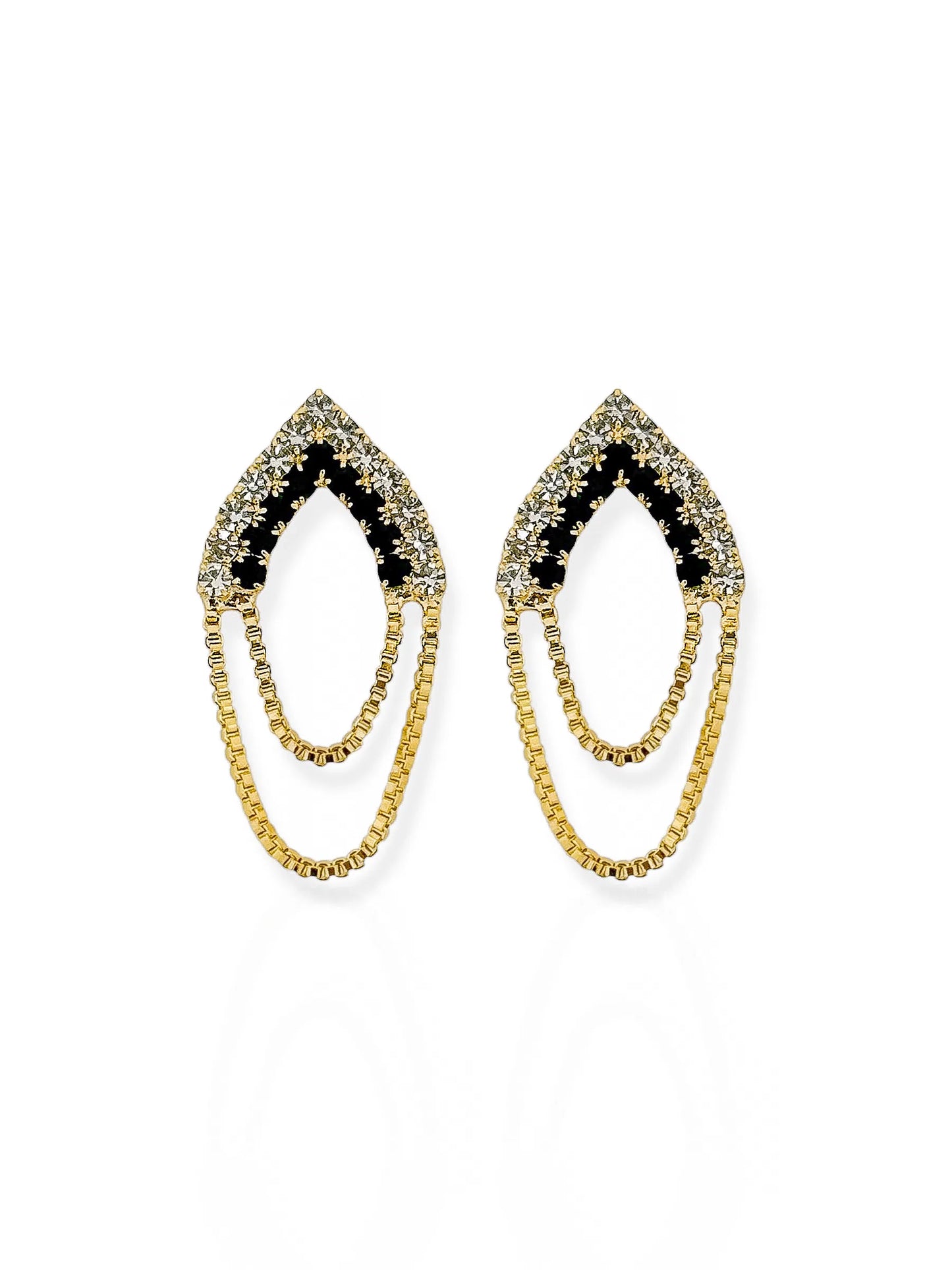 Brinco Folheada a Ouro 18k Design V Cravejado - Verde