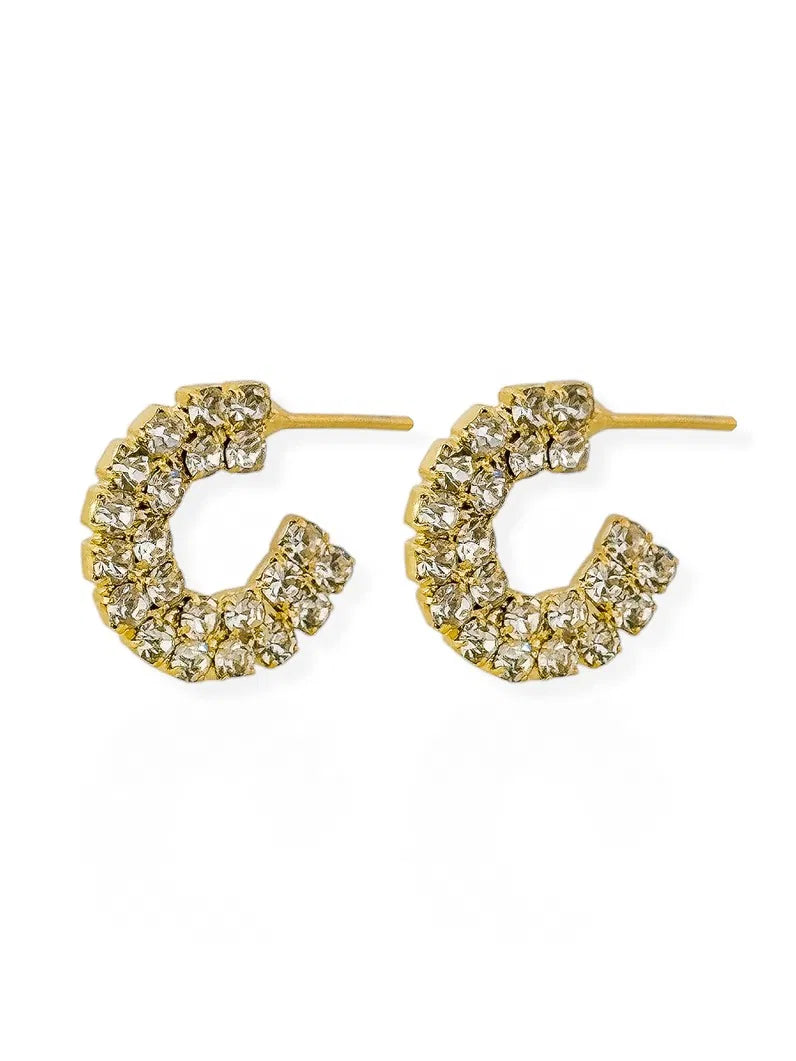 Brinco Folheado a Ouro 18k Argola Cravejada
