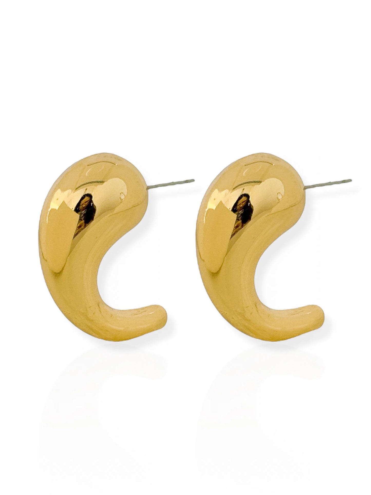 Brinco Folheado a Ouro 18k e Prata Gota Orgânica - Ouro