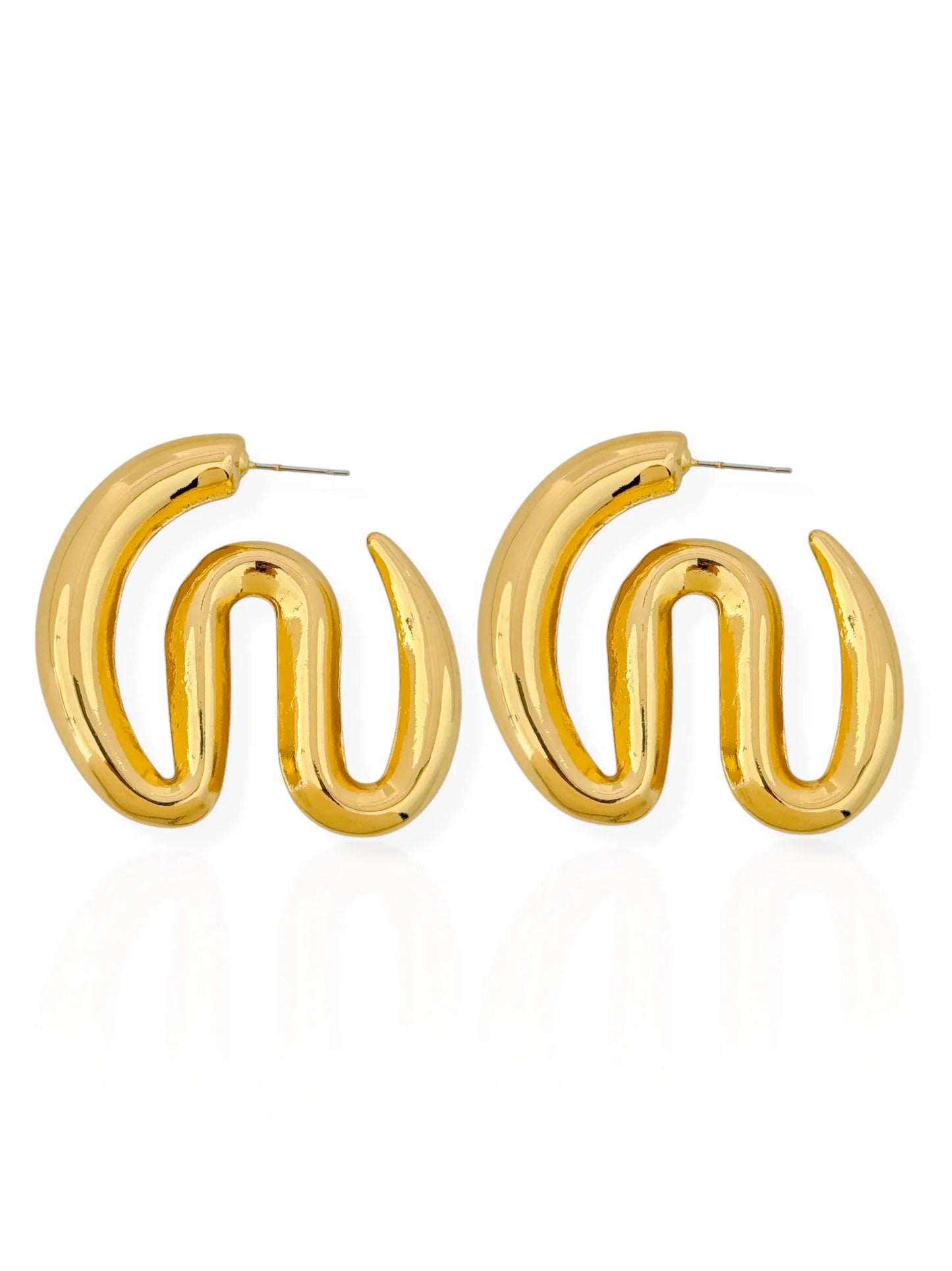 Brinco Folheado a Ouro 18k e Prata Ondulado - Ouro