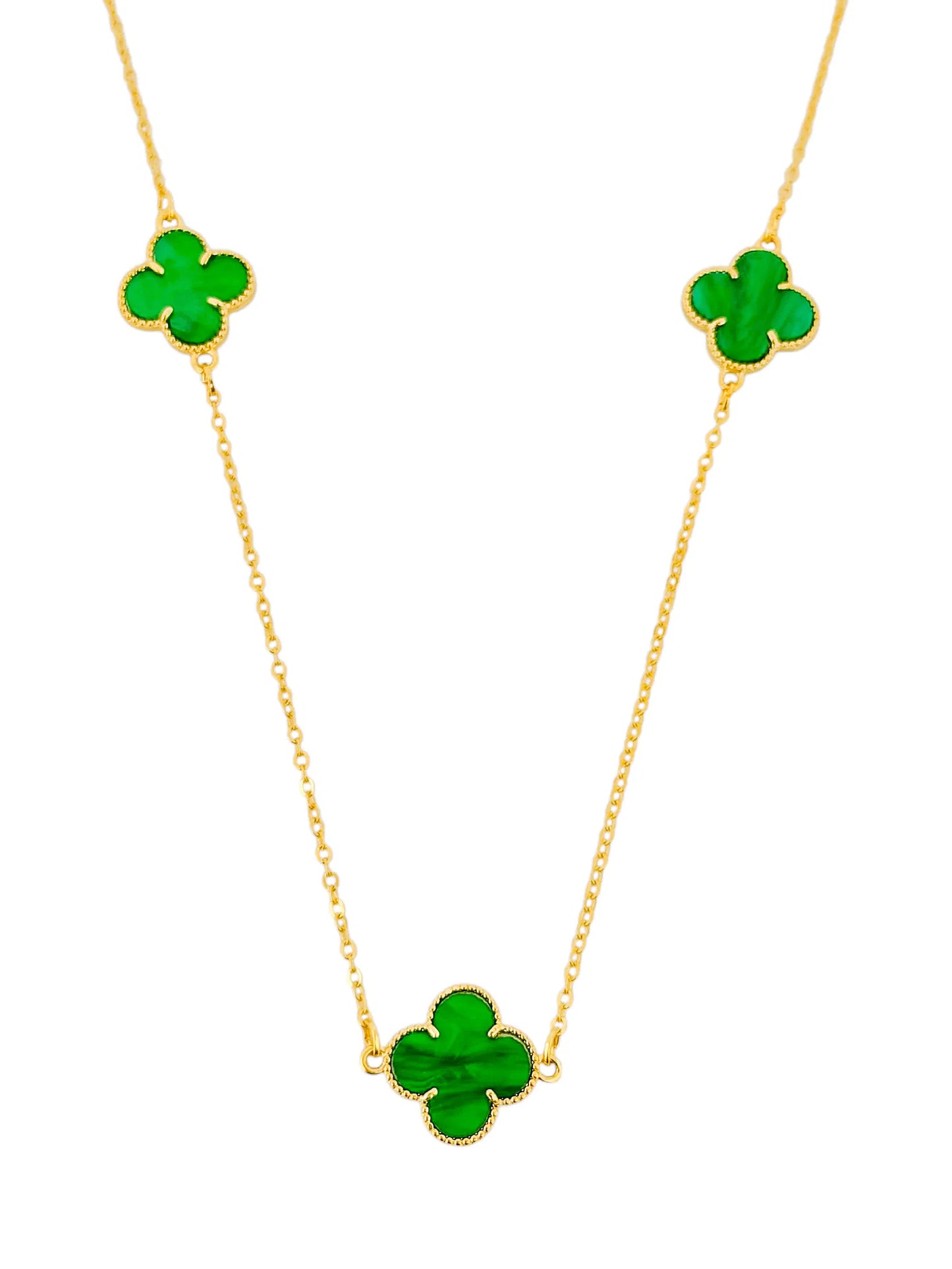 Colar folheado a ouro 18k inspiração V Resinado Verde