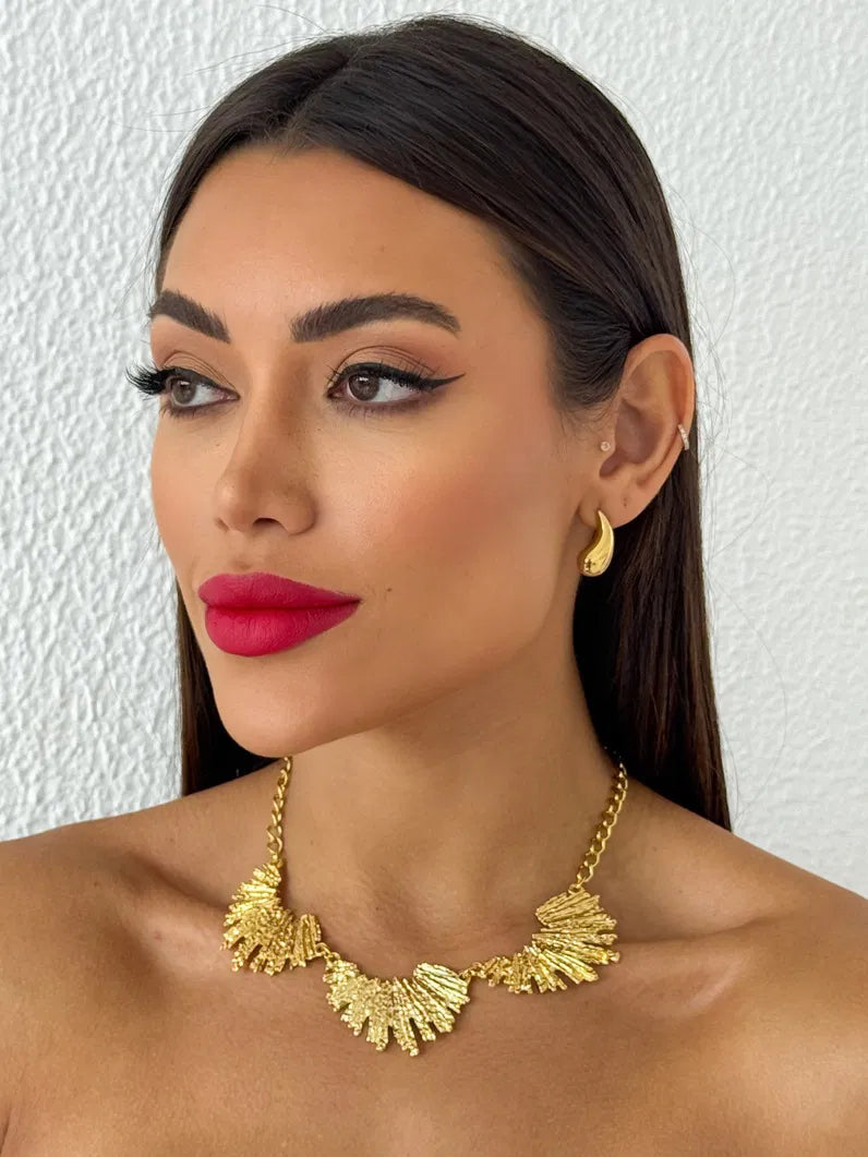 Choker Folheada a Ouro 18k Orgânicos Texturizados - Ouro