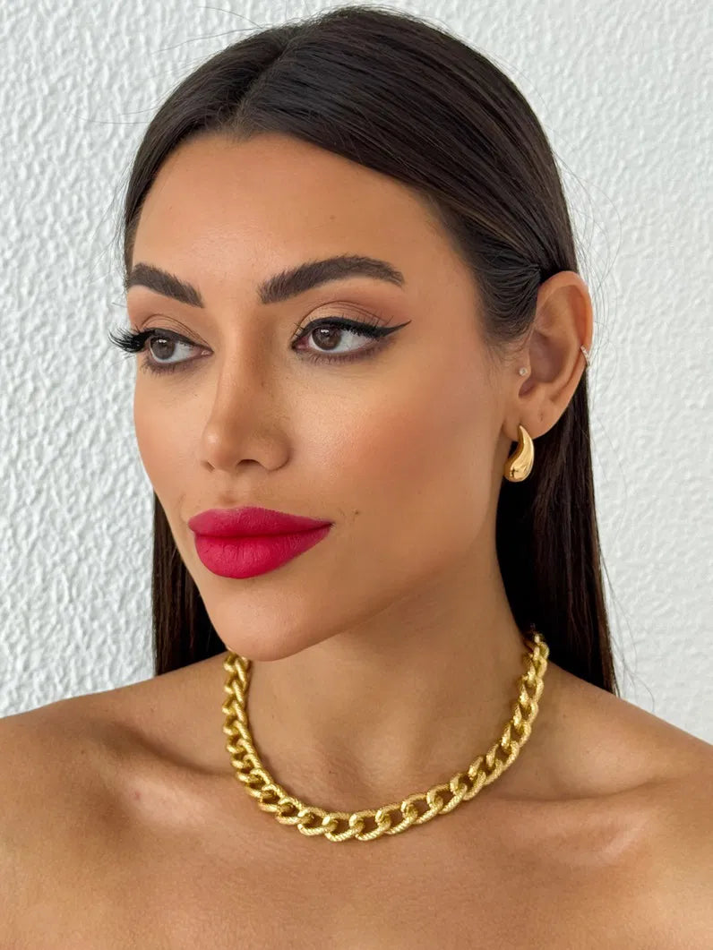 Colar Folheado a Ouro 18k Elos Texturizados