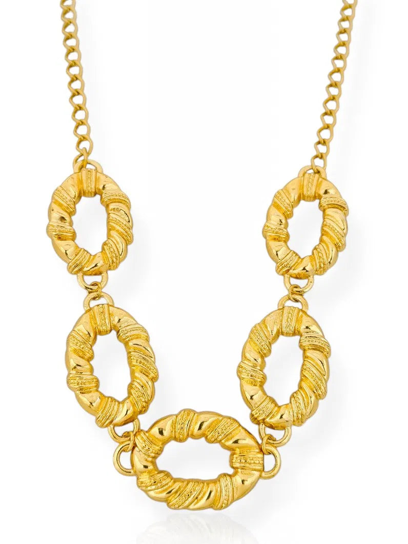 Choker Folheada a Ouro 18k Oval Trabalhado Vazado - Ouro