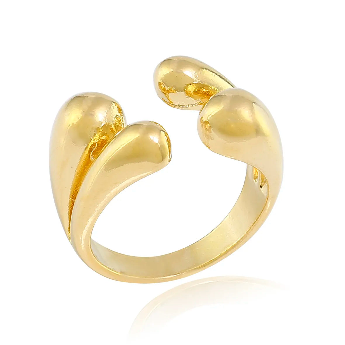 Anel Liso Detalhe Aberto com 4 Gotas Folheado Ouro 18k