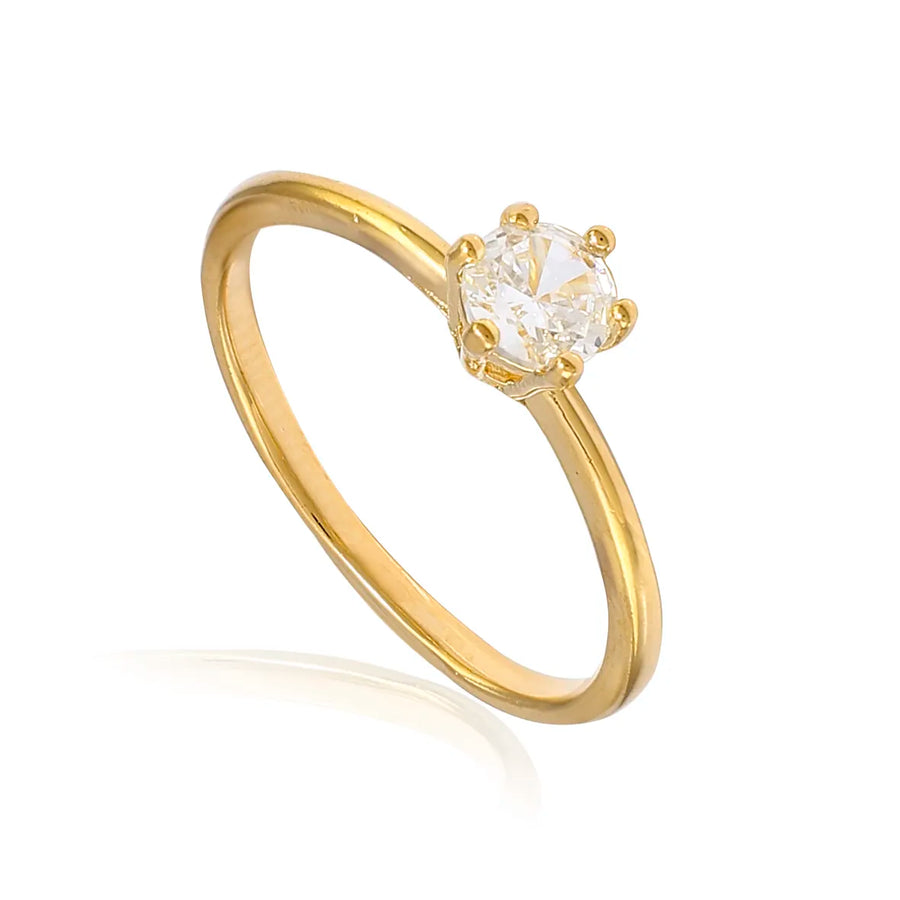 Anel Solitário com Zircônia Folheado a Ouro 18k