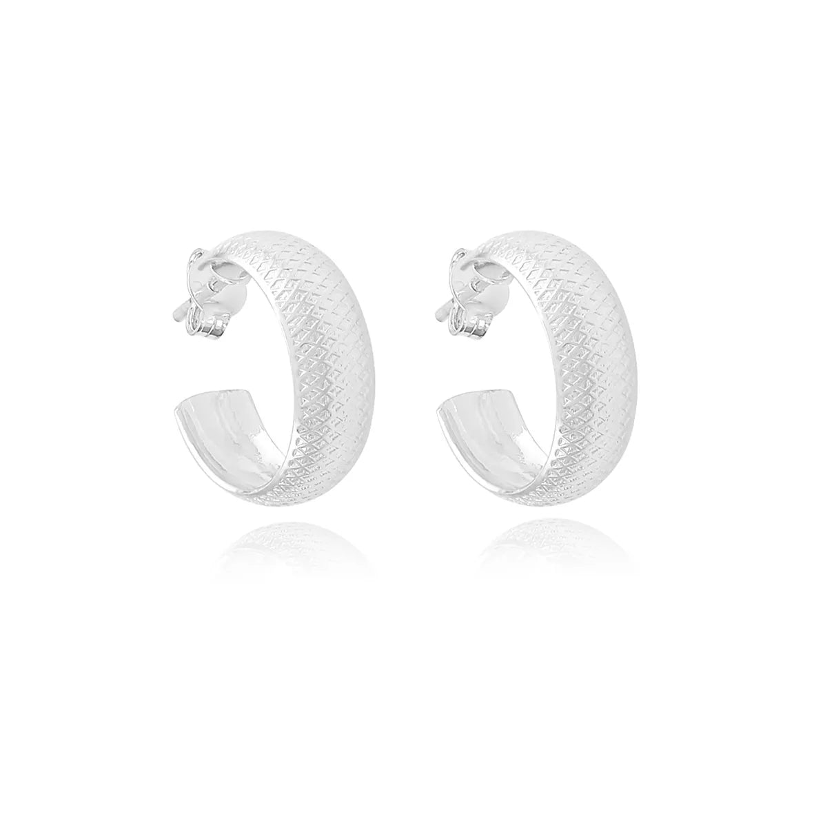 Brinco Argola Larga Trabalhada 1,8cm Folheado Prata 1000