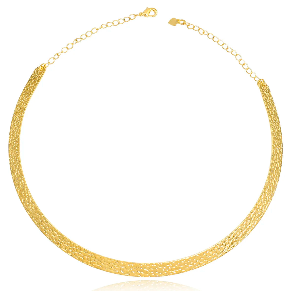 Colar Choker Aro Rígido Fio Detalhe Texturizado Folheado Ouro 18k