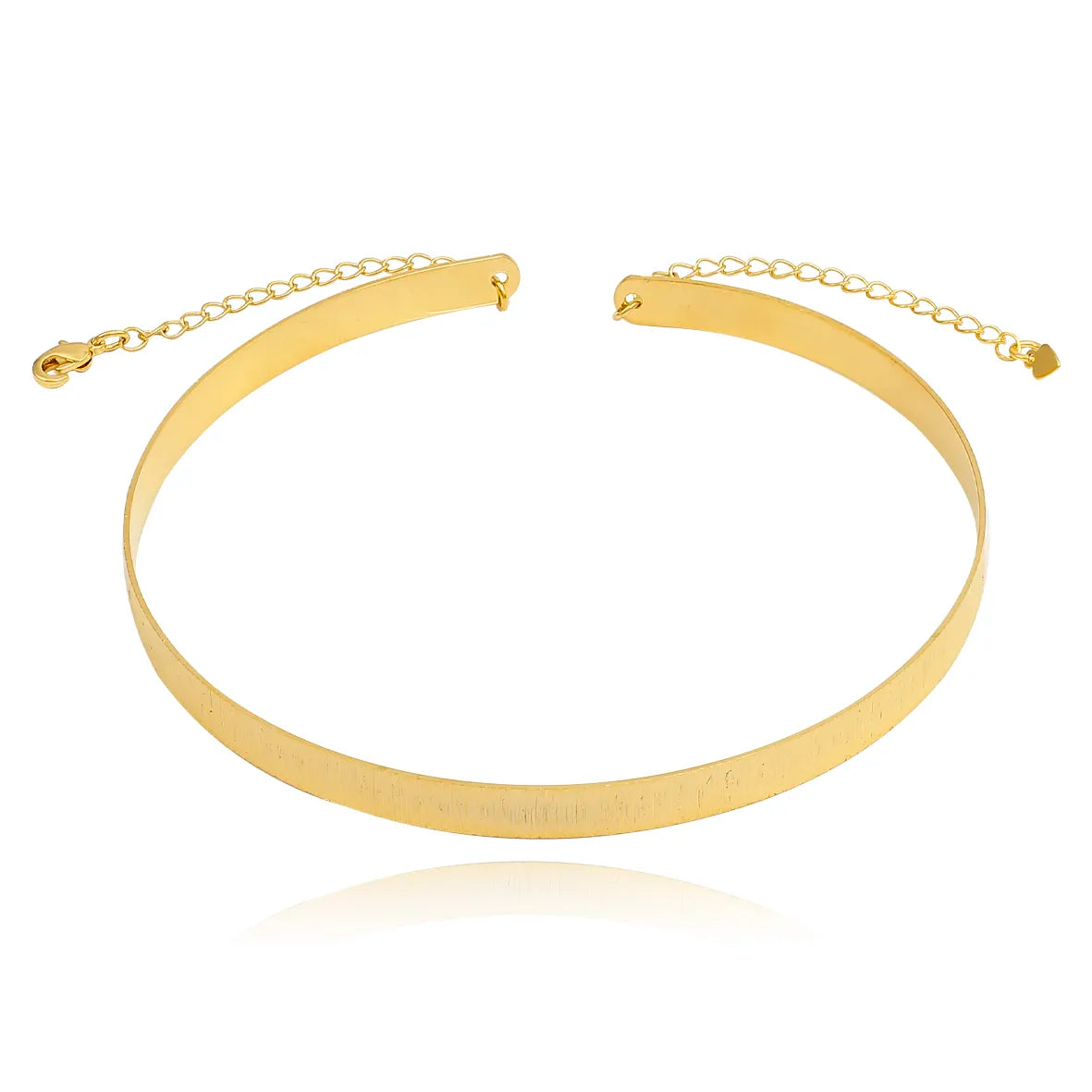 Colar Choker Aro Rígido Fio Detalhe Escovado Folheado Ouro 18k