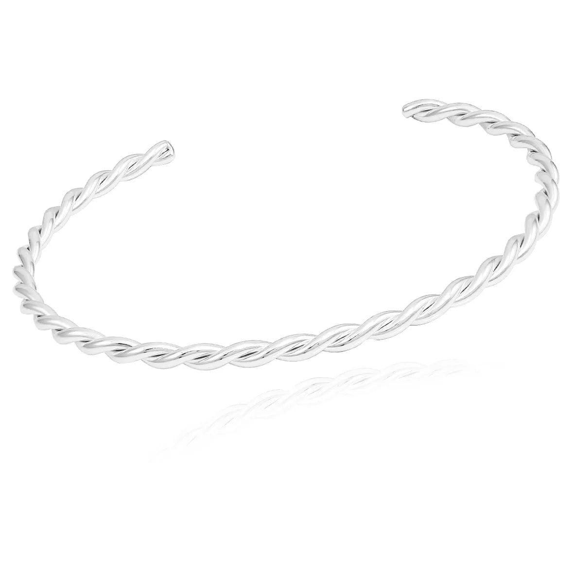 Colar Choker Aberta Aro Rígido Torcido Folheado Prata 1000