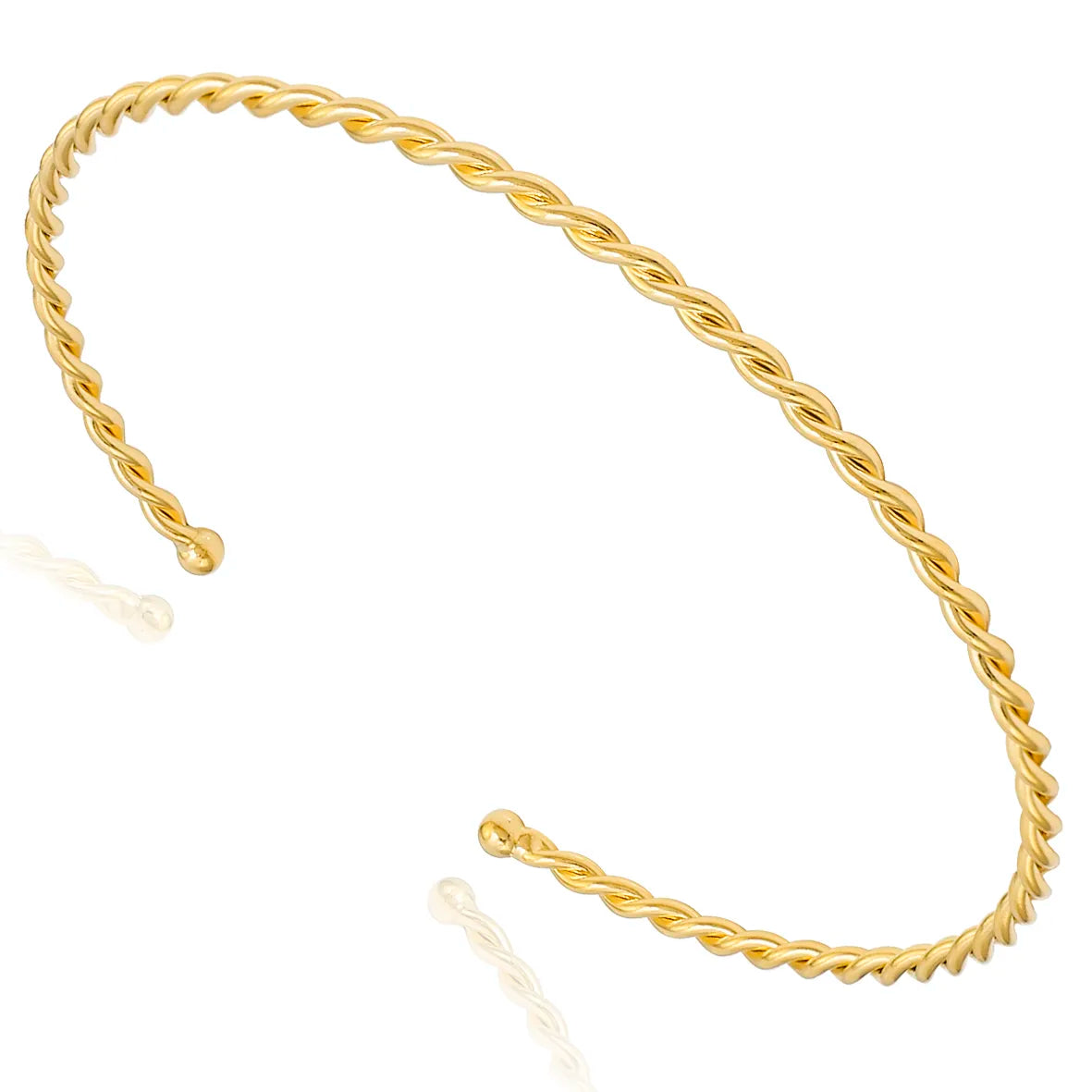 Colar Choker Aberta Aro Rígido Torcidos Folheado Ouro 18k