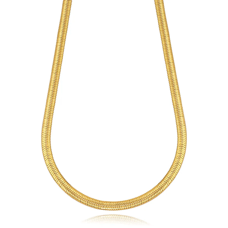 Corrente Feminina Malha Serpente 47cm Folheado Ouro 18k