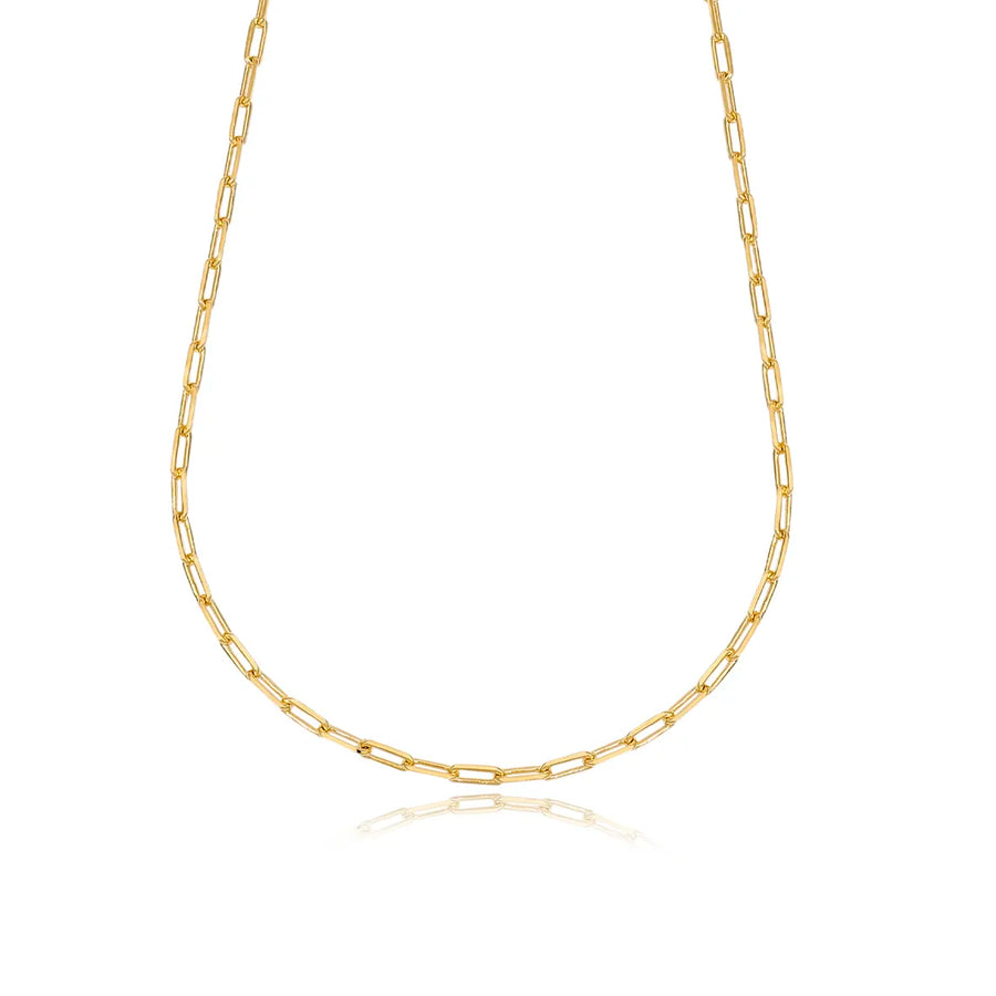 Corrente Masculina Elo Alongado 3,6mm 60cm Folheado Ouro 18k