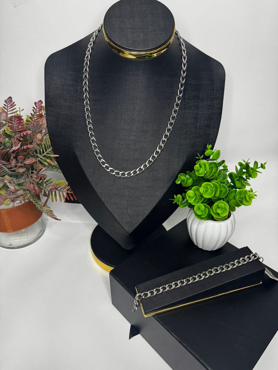 Corrente Masculina Grumet 60cm - 9mm em Aço Inoxidável