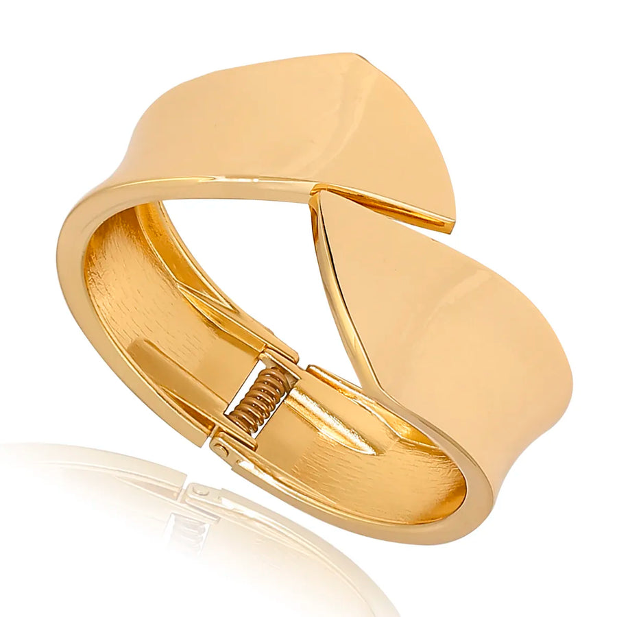 Bracelete Largo Liso Folheado a Ouro 18k