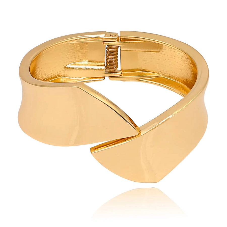 Bracelete Largo Liso Folheado a Ouro 18k