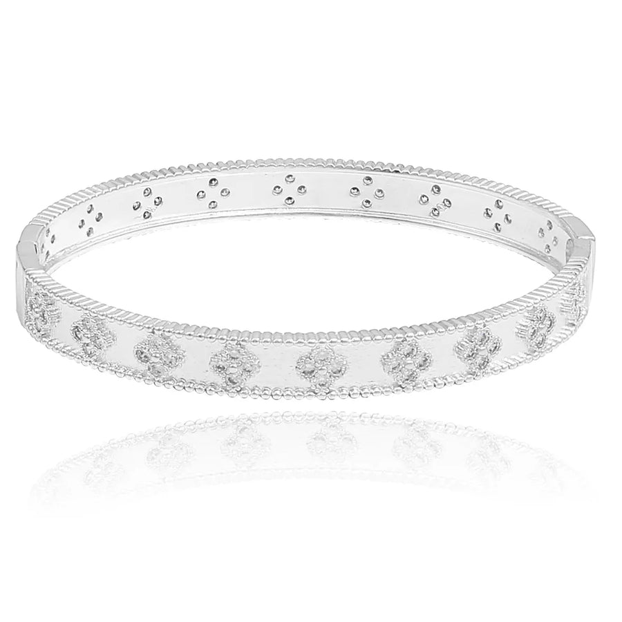 Bracelete Trevo 4 Folhas Van Cleef Zircônias Folheado Prata 1000