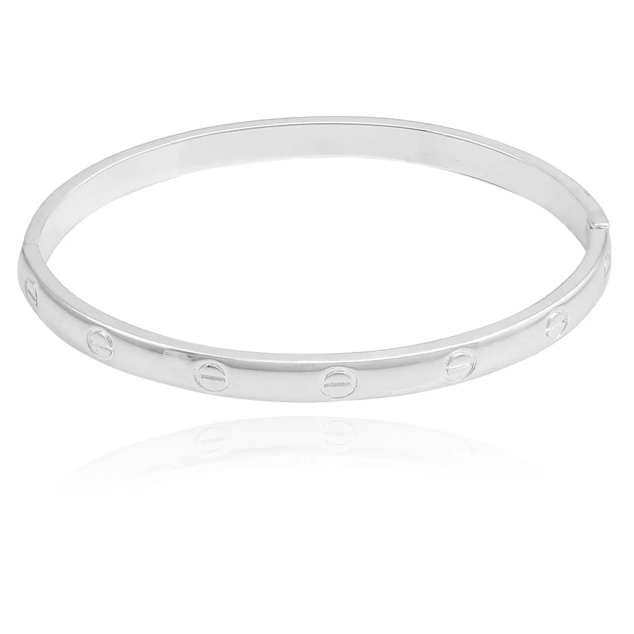 Bracelete Detalhe Botões Liso Folheado Prata 1000