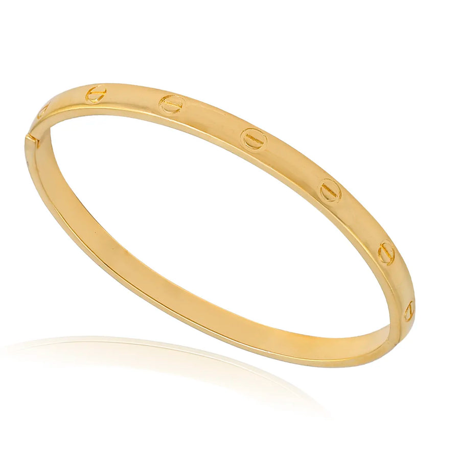 Bracelete Detalhe Botões Liso Folheado a Ouro 18k