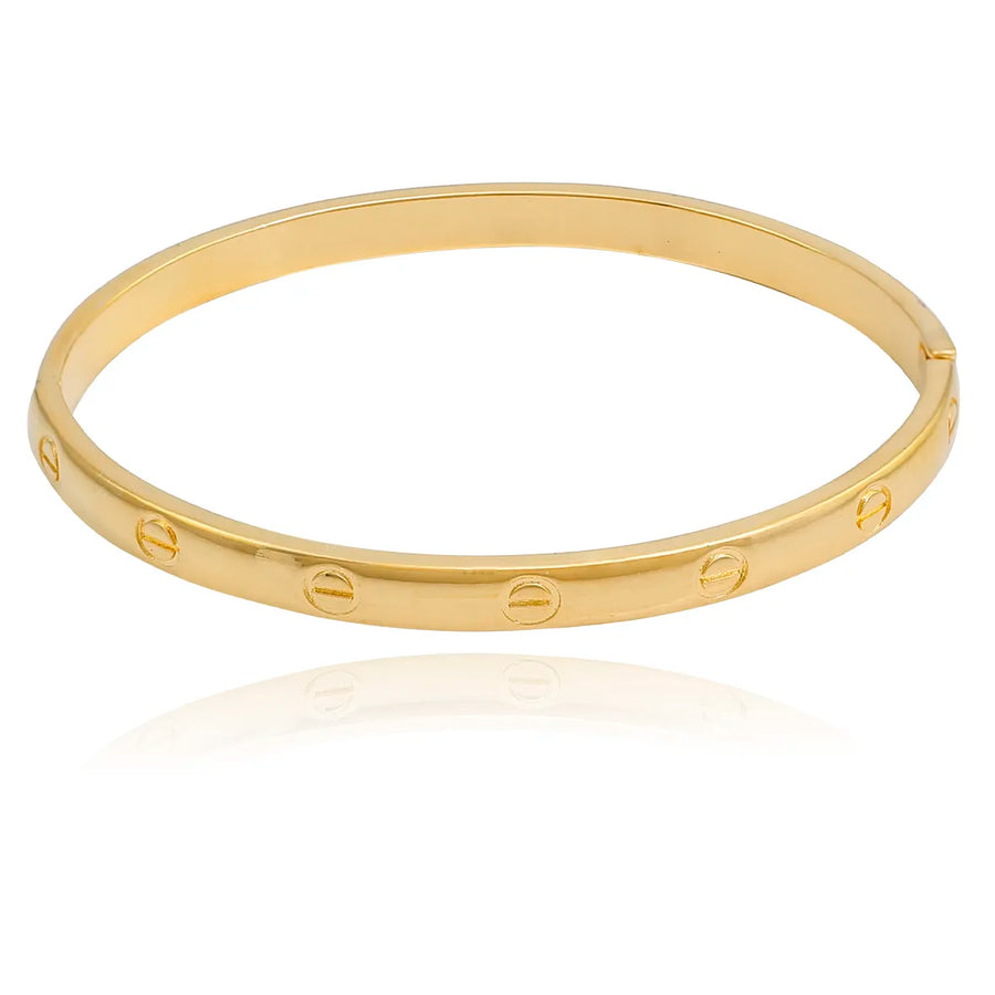 Bracelete Detalhe Botões Liso Folheado a Ouro 18k