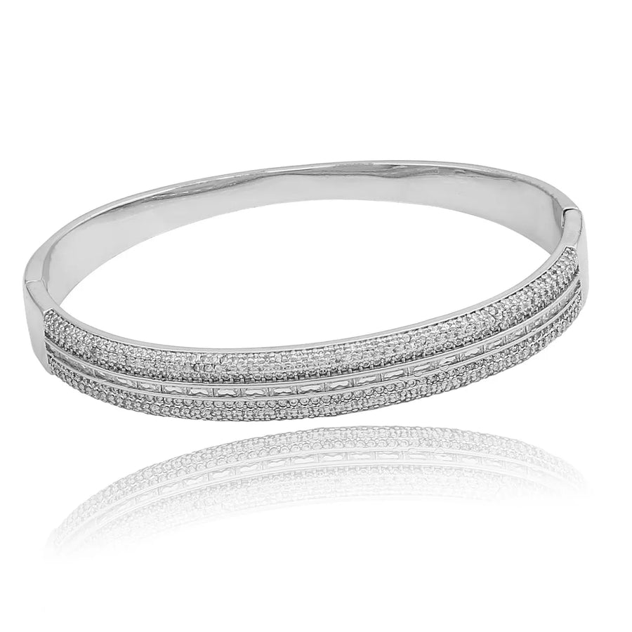 Bracelete Cravejado Zircônias Folheado Ródio Branco