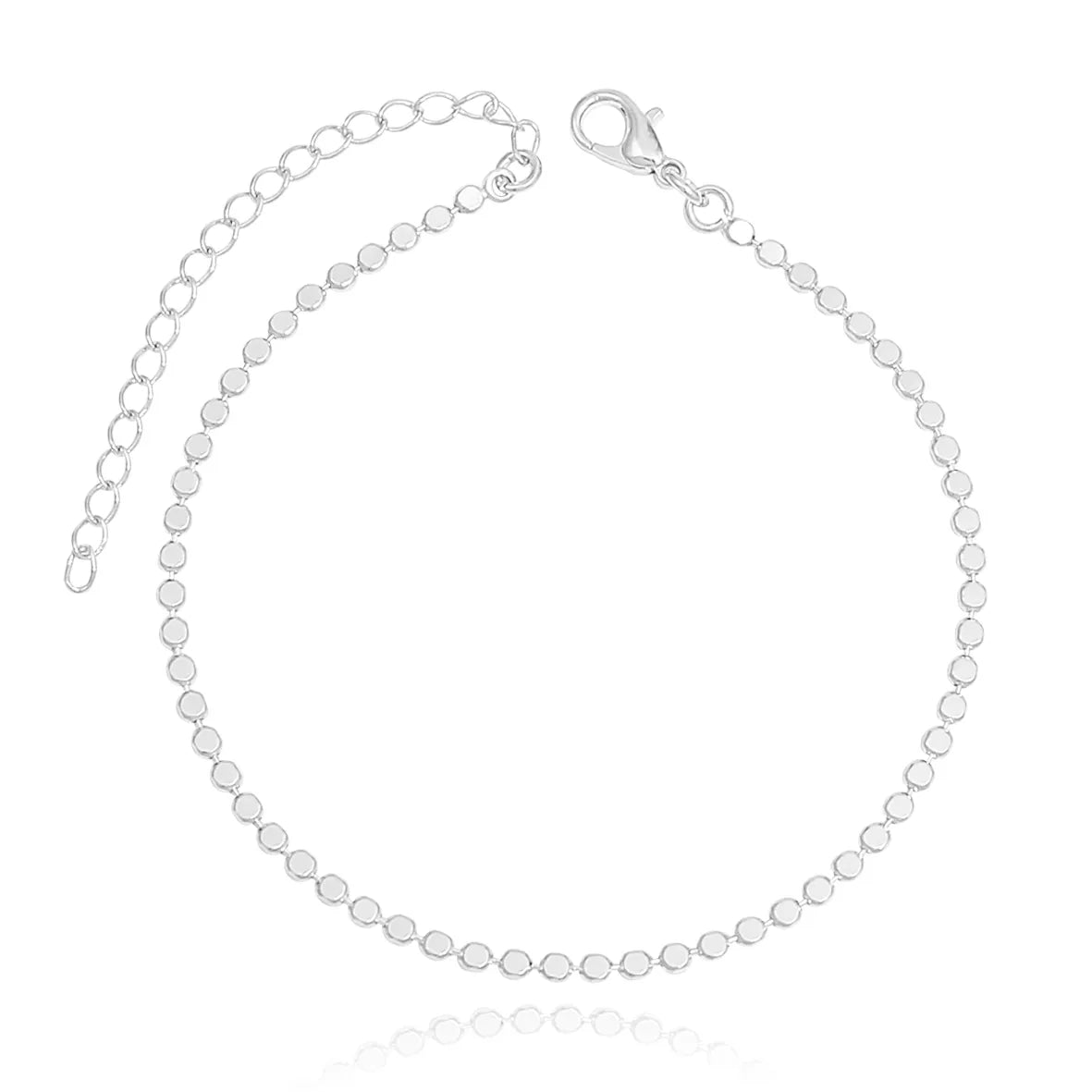 Pulseira Malha Bolinhas Achatadas Lisas Folheado Prata 1000