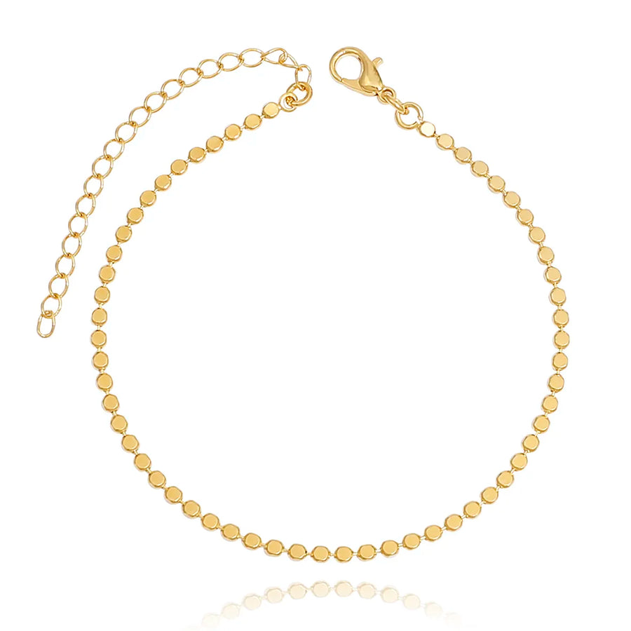 Pulseira Malha Bolinhas Achatadas Lisas Folheado a Ouro 18k