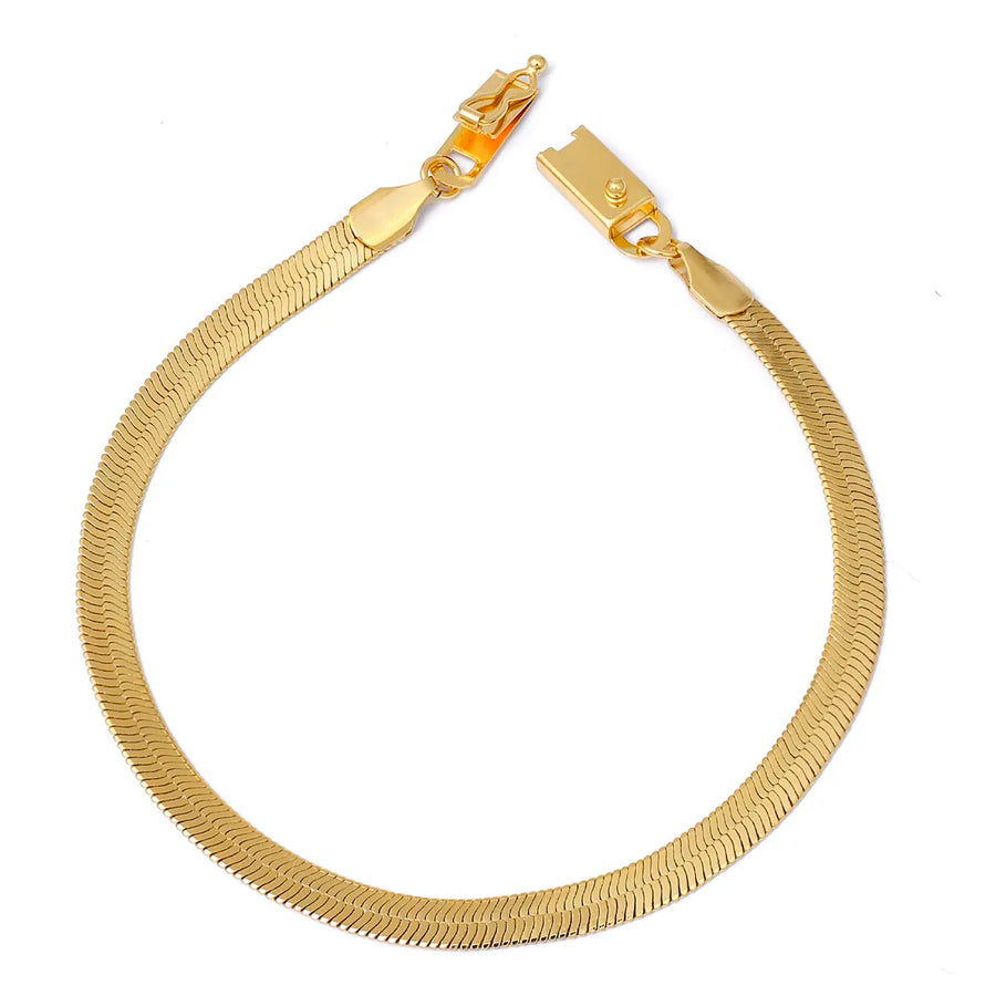 Pulseira Masculina Malha Serpente Alto Brilho 5mm Folheado a Ouro 18k