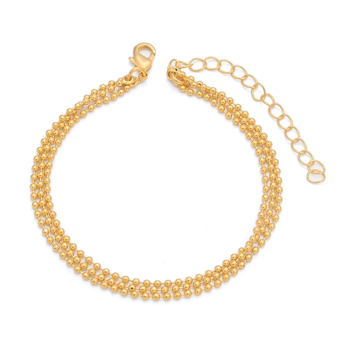 Pulseira Tripla Malha Bolinhas Lisas Folheado a Ouro 18k