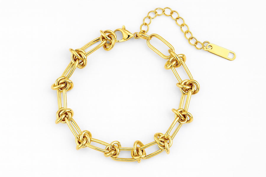 Pulseira Nó de Luz – Aço Inoxidável Dourado