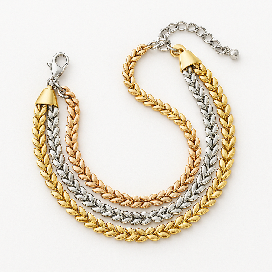 Pulseira Tricolor Folhas de Luz