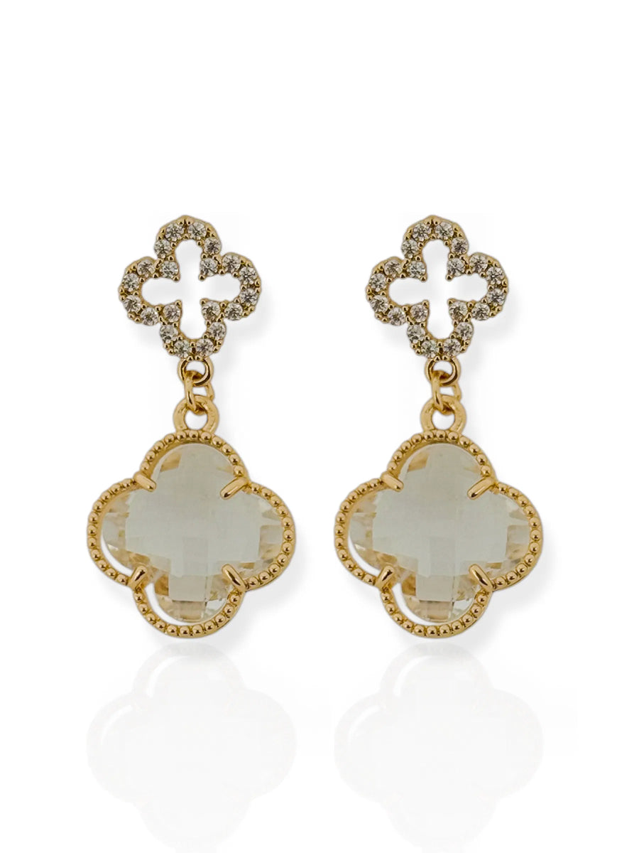 Brinco Folheado a Ouro 18k Inspiração Vg. Cravejado - Transparente