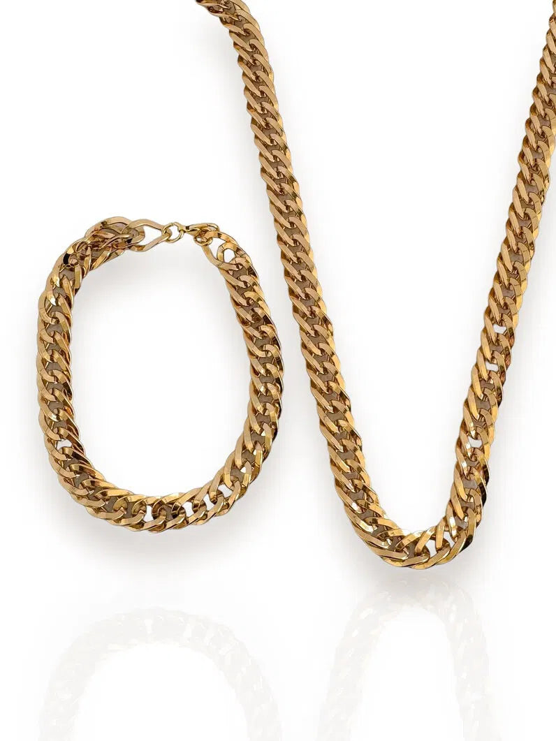 Conjunto Colar e Pulseira Masculino Semi Joia Elo Grumet