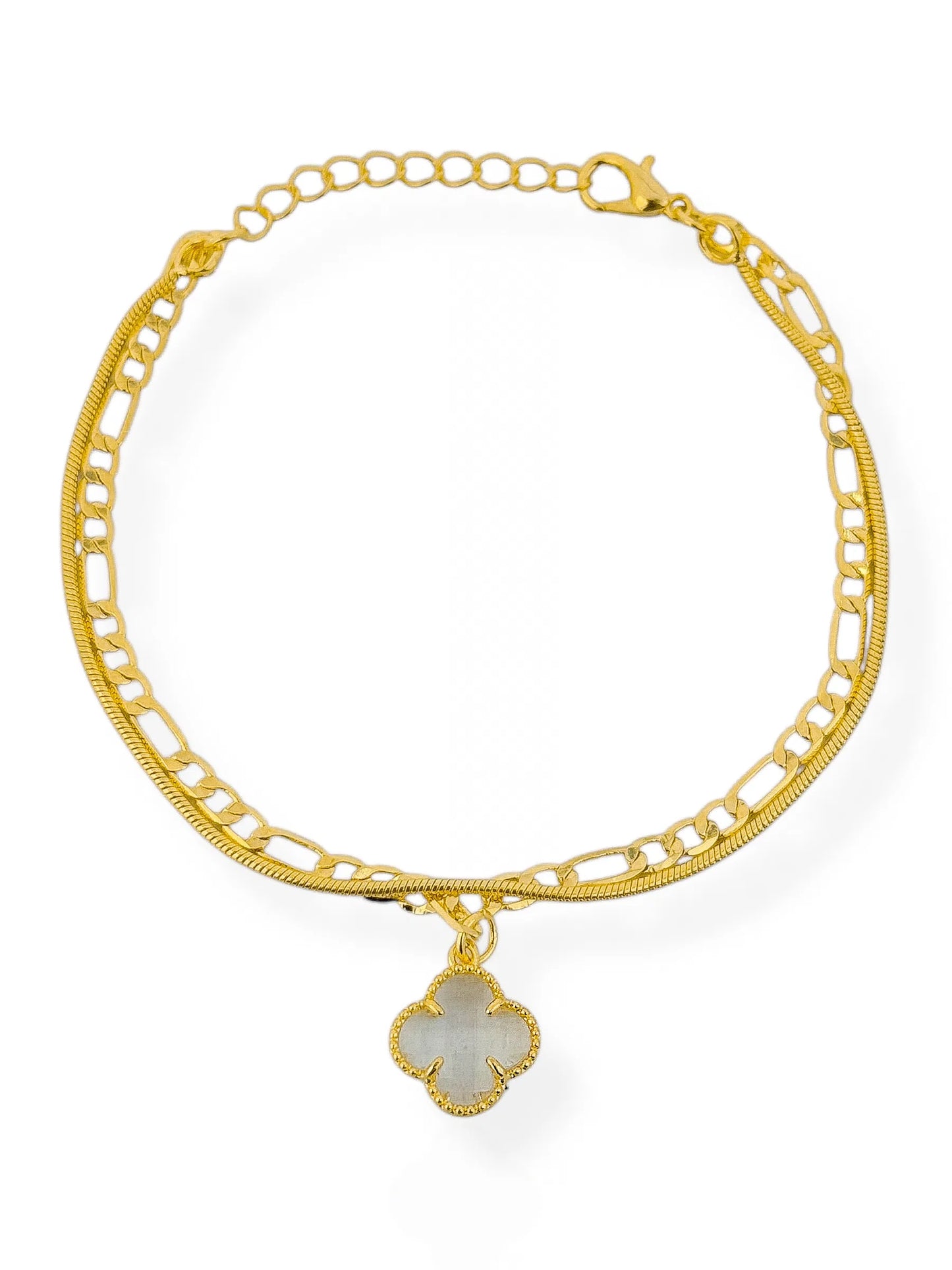 Pulseira Dupla Folheada a Ouro 18k e Prata Inspiração Vg.Transparente - Ouro