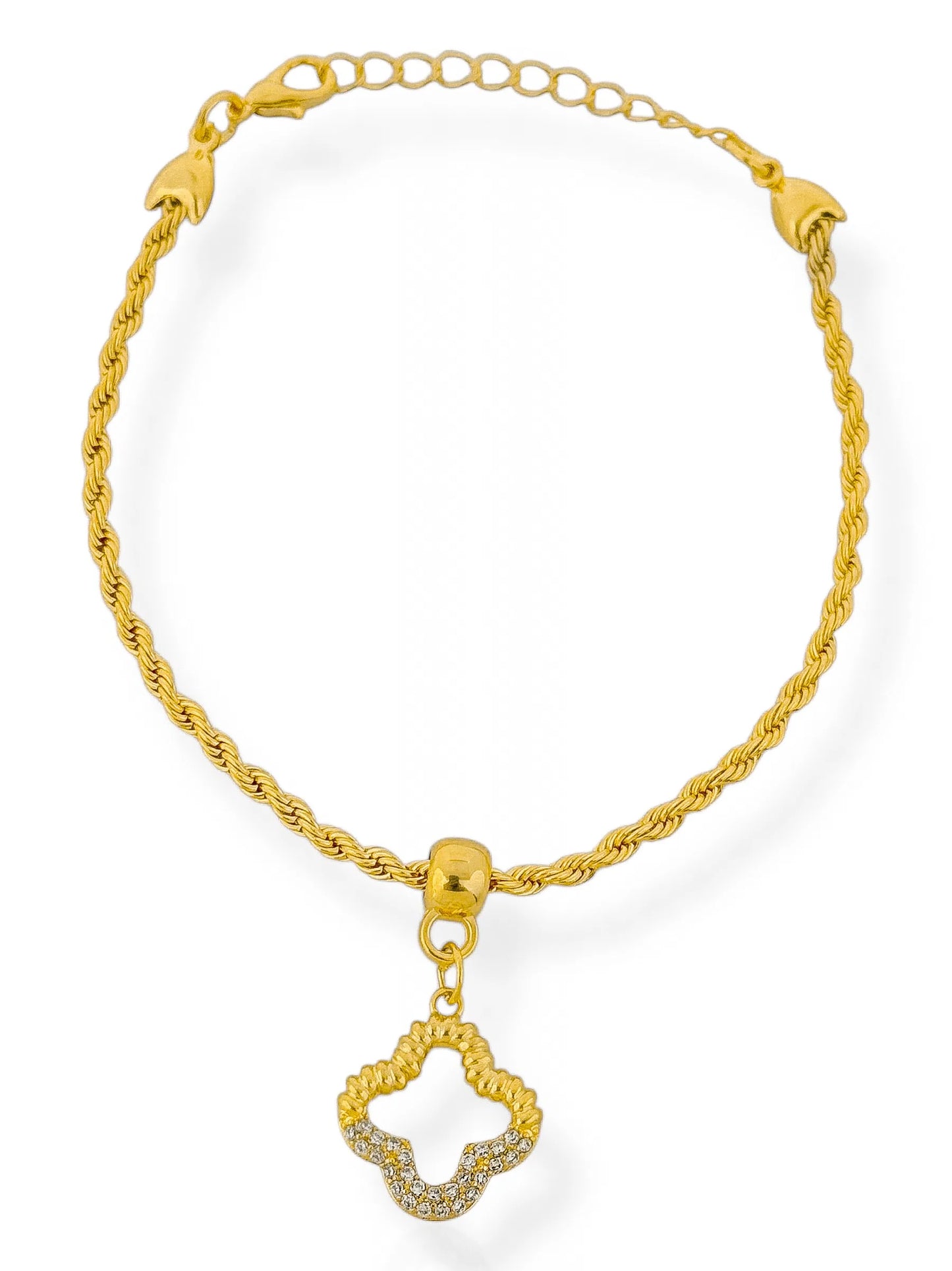 Pulseira Folheada a Ouro 18k Cordão Torcido Inspiração Vg Vazada, Cravejada e Texturizada