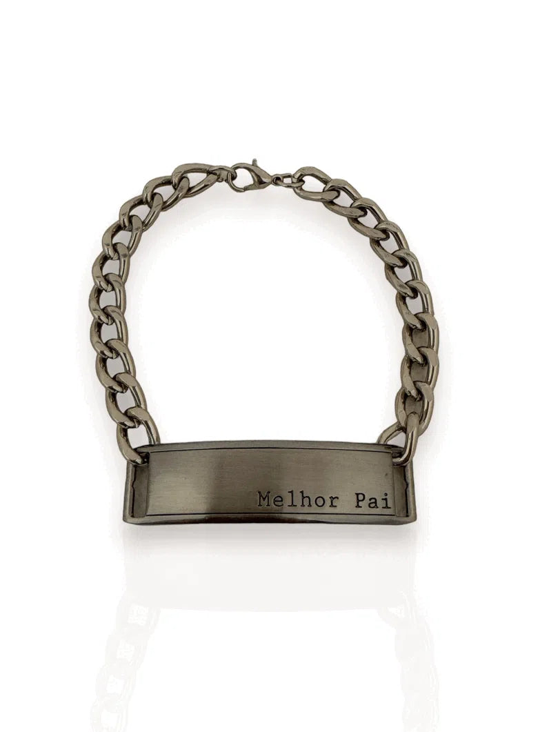 Pulseira Masculina Semi Joia Placa "MELHOR PAI"
