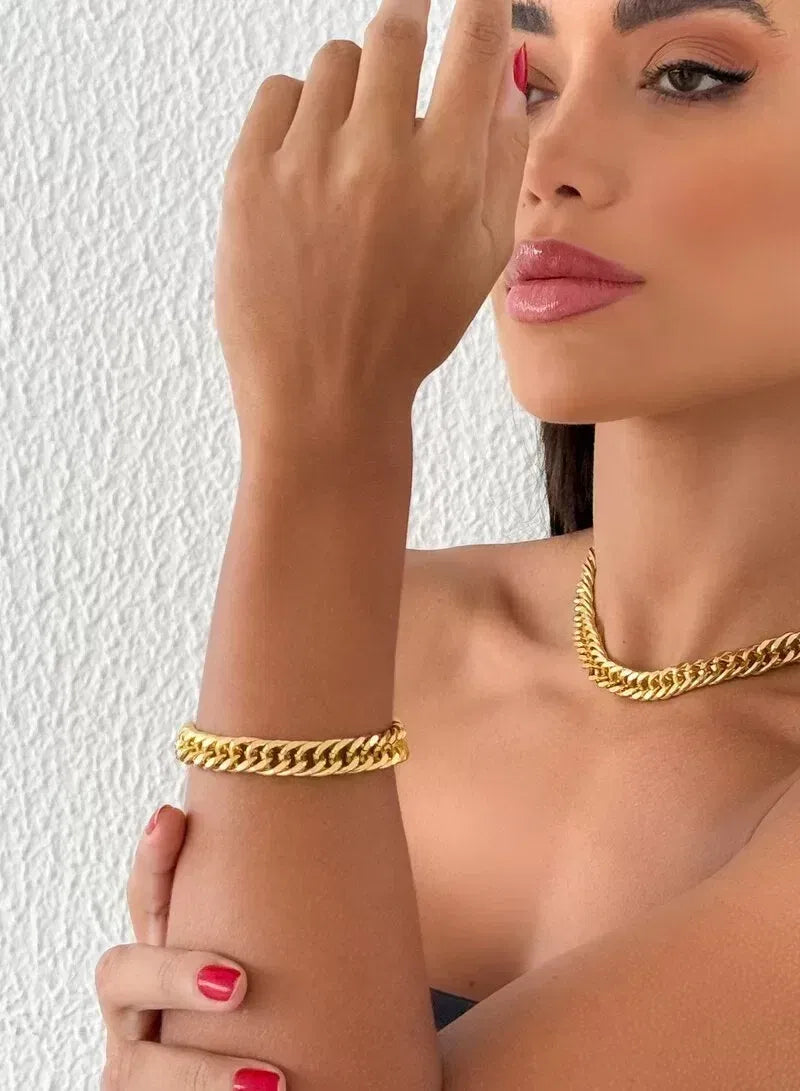 Pulseira Folheado a Ouro 18K Correntaria Elo Grumet Fechado