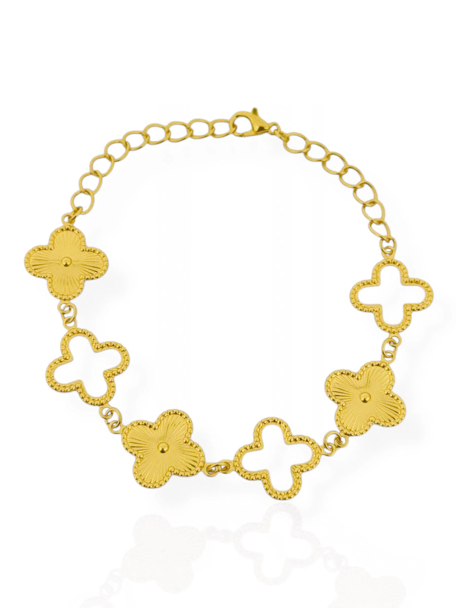 Pulseira Folheada a Ouro 18k Trevo Inspiração Vg. Detalhado - Ouro