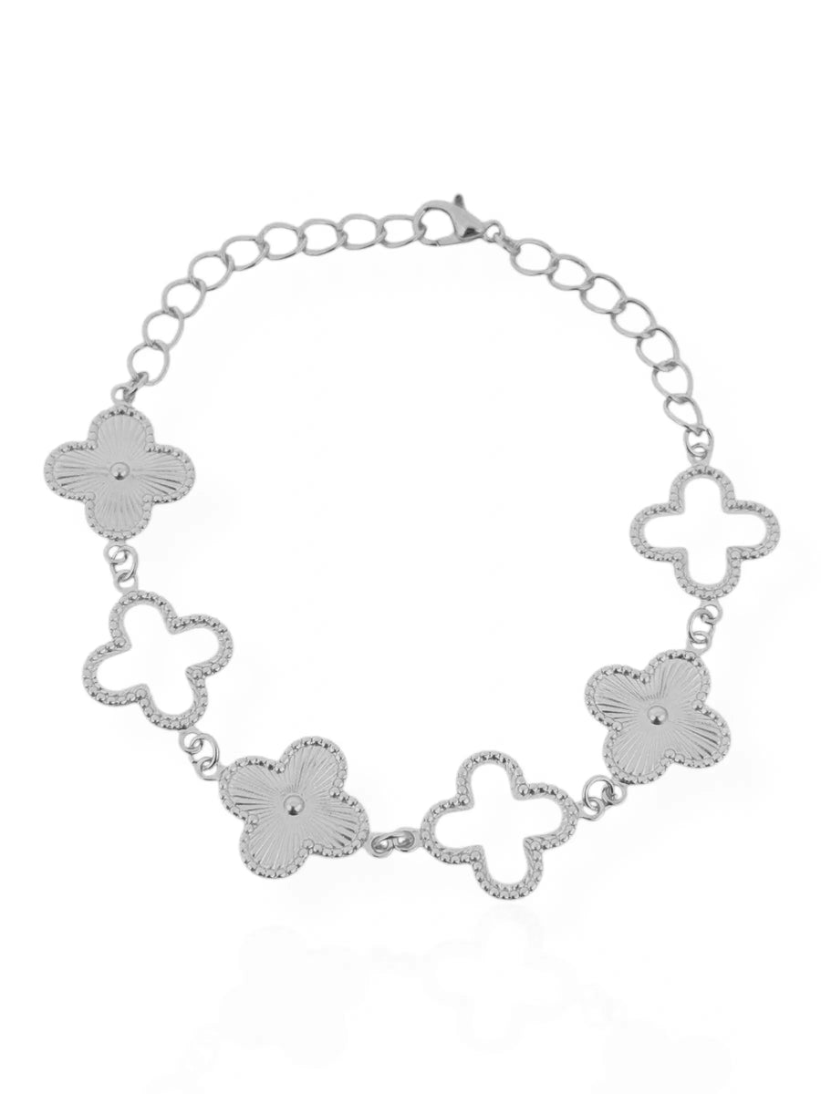 Pulseira Folheada a Prata Trevo Inspiração Vg. Detalhado