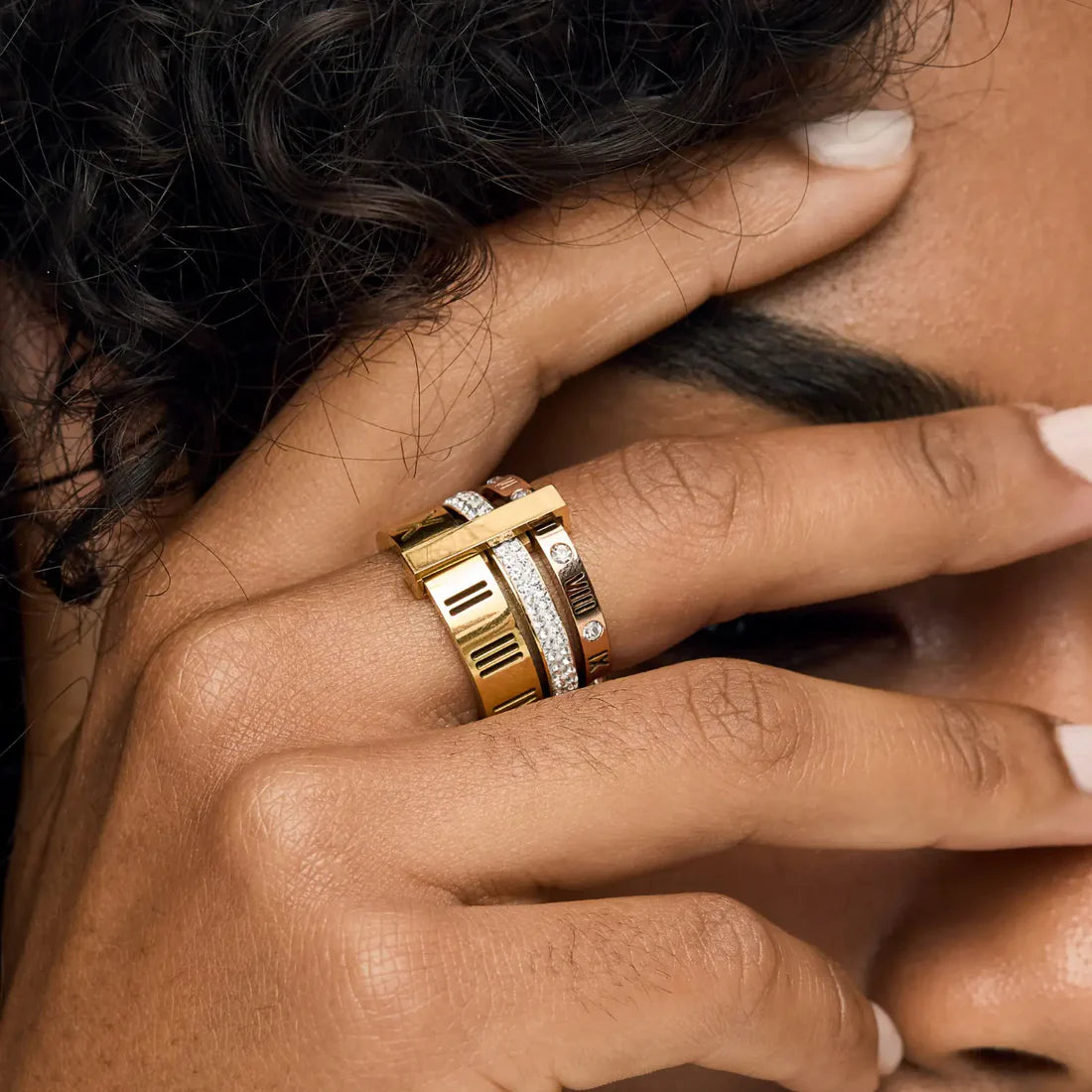 Anel Triplo Momentos Banhado em Ouro 18k