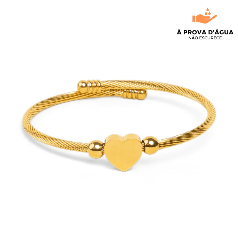 Bracelete de Coração Regulável Banhado em Ouro 18k